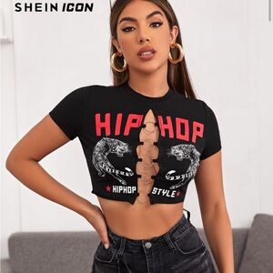 Black crop top shein